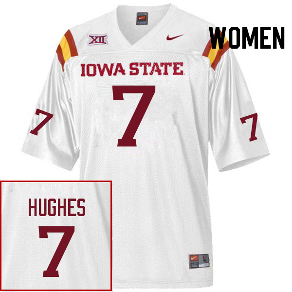 Women #7 Tanner Hughes Iowa State Cyclones College Football Jerseys Stitched Sale-White